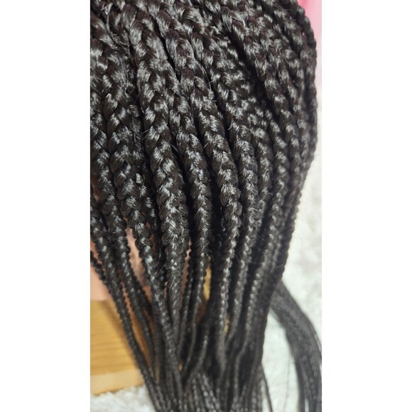 Full Frontal Braided Dark Brunette Natural Look Bohemian Wig - Picture 5 of 15
